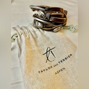 Handmade one of a kind Taylor and Tessier Sloan shredded leather bracelet.
